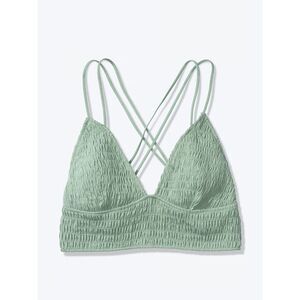 PINK Victoria’s Secret Smocked Triangle Bralette Sage Sz L Pullover Bralette
